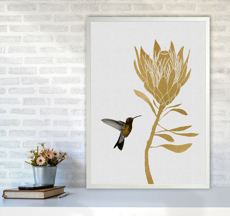 Hummingbird & Flower I Print By Orara Studio A1 Oak Frame