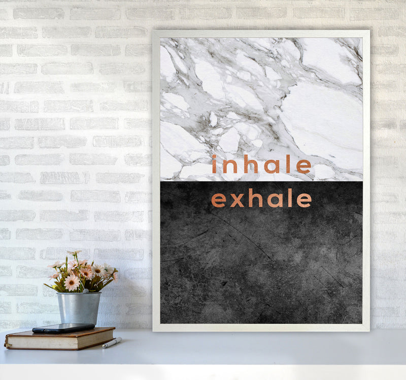 Inhale Exhale Copper Quote Print By Orara Studio A1 Oak Frame