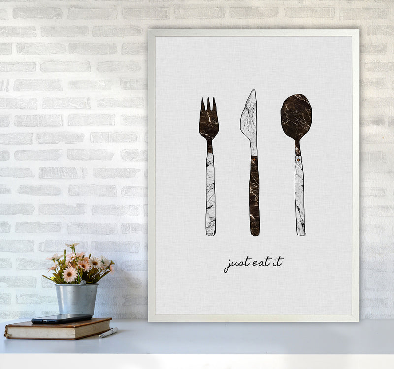 Just Eat It Print By Orara Studio, Framed Kitchen Wall Art A1 Oak Frame