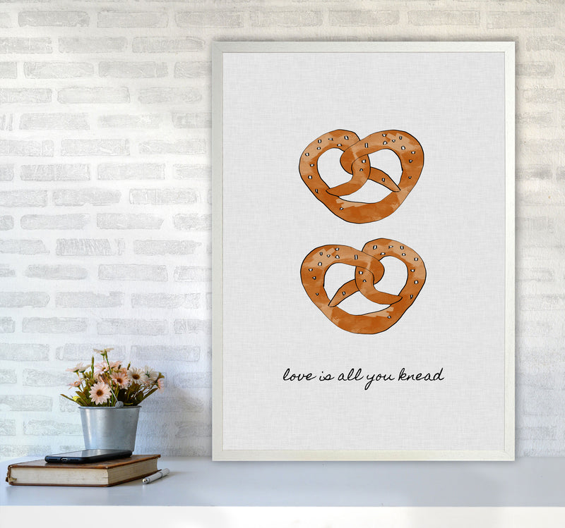 Love Is All You Knead Print By Orara Studio, Framed Kitchen Wall Art A1 Oak Frame