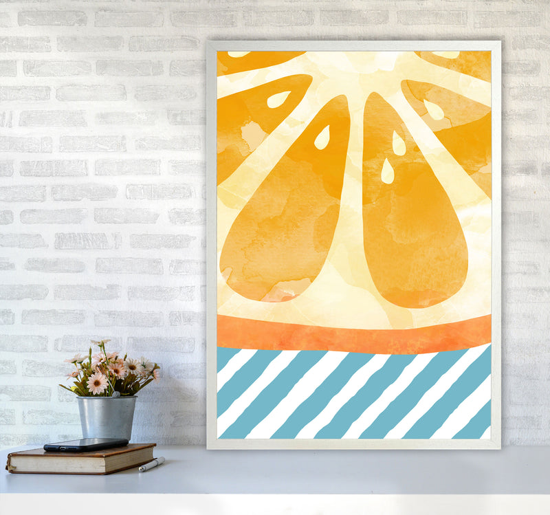 Orange Abstract Print By Orara Studio, Framed Kitchen Wall Art A1 Oak Frame