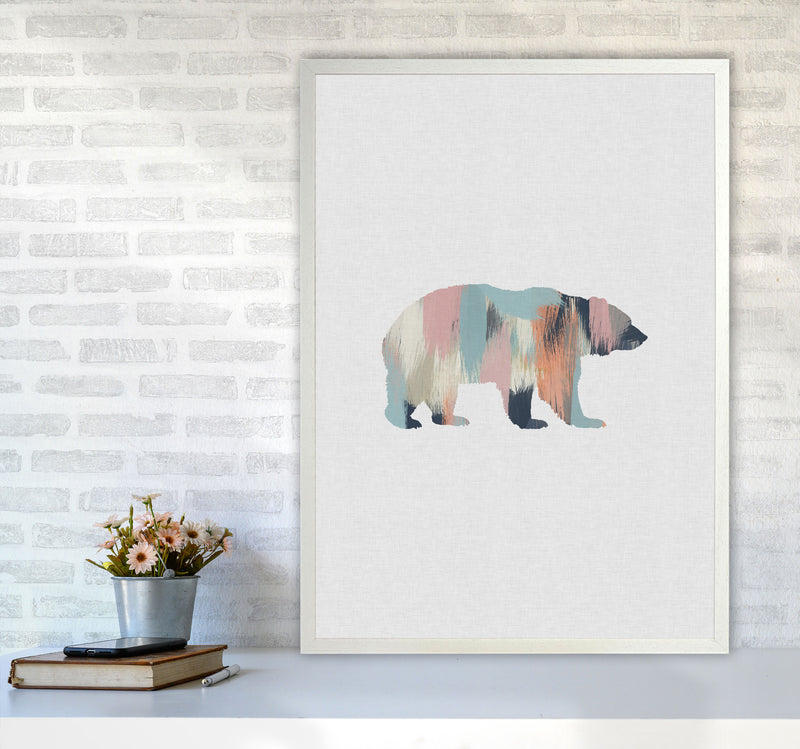 Pastel Bear Print By Orara Studio Animal Art Print A1 Oak Frame