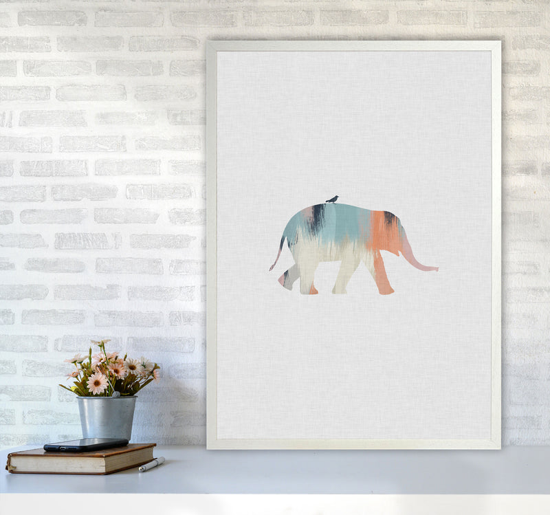 Pastel Elephant Print By Orara Studio Animal Art Print A1 Oak Frame