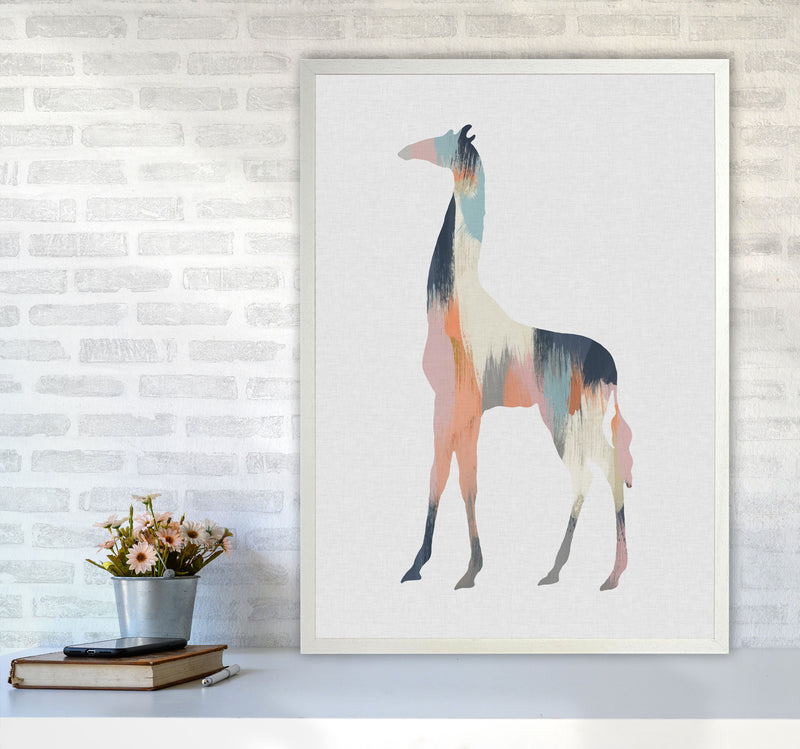 Pastel Giraffe Print By Orara Studio Animal Art Print A1 Oak Frame