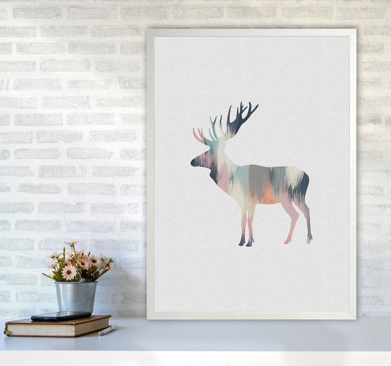 Pastel Moose Print By Orara Studio Animal Art Print A1 Oak Frame