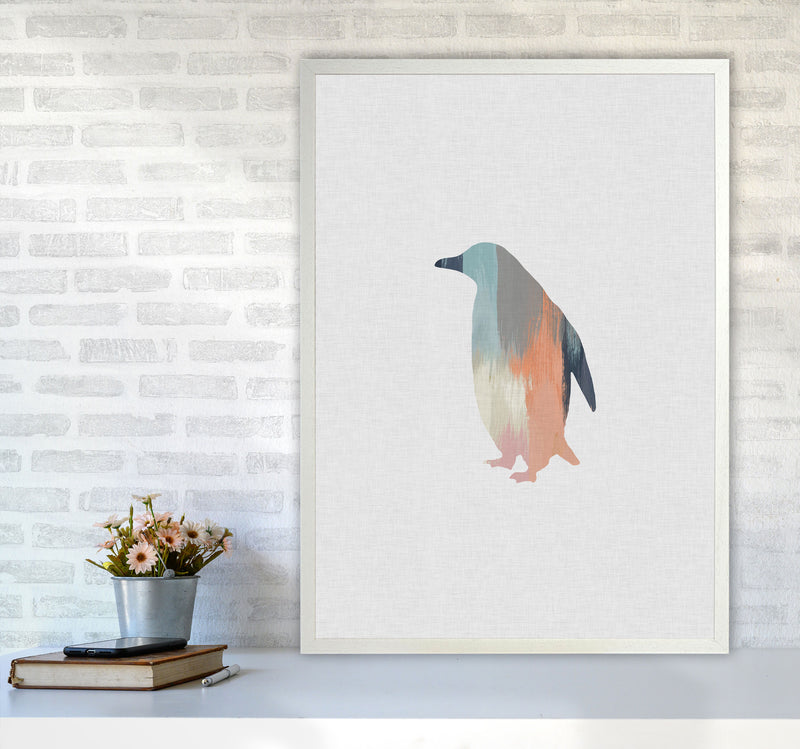 Pastel Penguin Print By Orara Studio Animal Art Print A1 Oak Frame