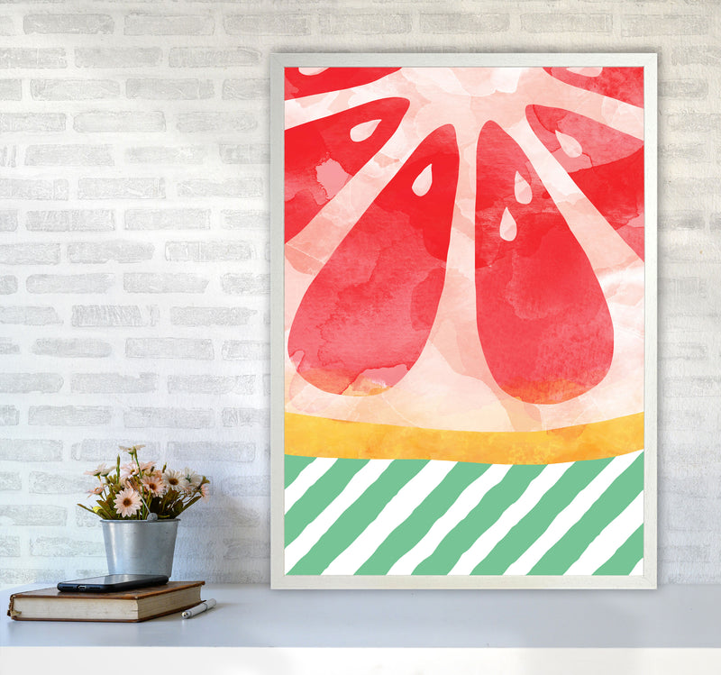 Red Grapefruit Abstract Print By Orara Studio, Framed Kitchen Wall Art A1 Oak Frame
