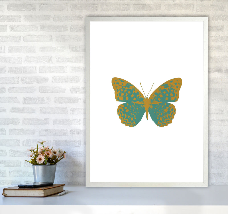 Teal Butterfly Print By Orara Studio Animal Art Print A1 Oak Frame