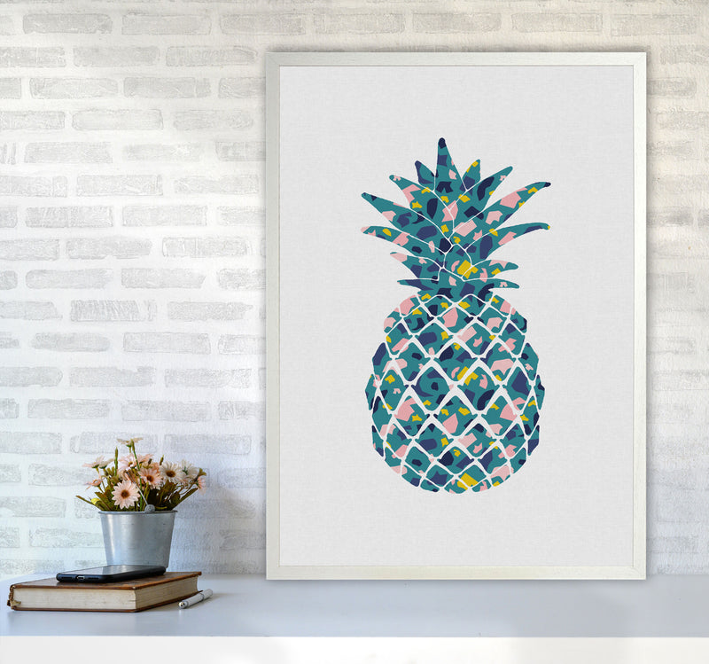 Teal Pineapple Print By Orara Studio, Framed Kitchen Wall Art A1 Oak Frame