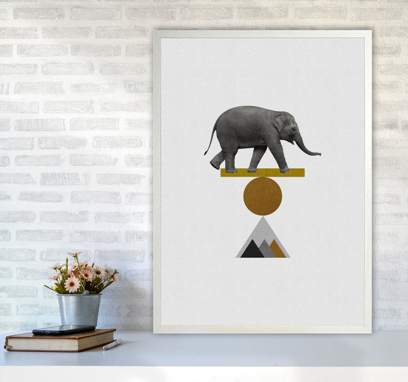 Tribal Elephant Print By Orara Studio Animal Art Print A1 Oak Frame