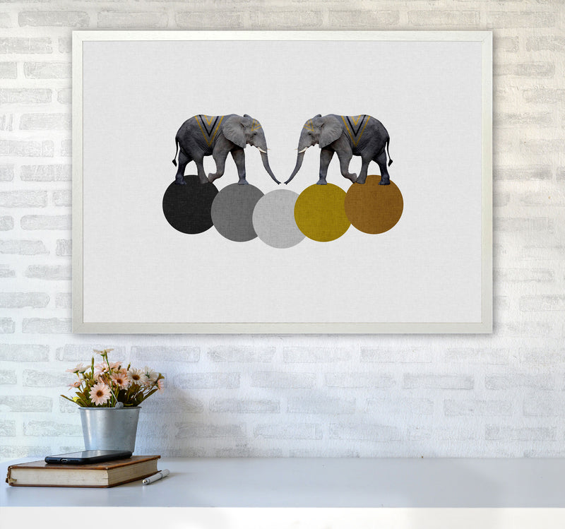 Tribal Elephants Print By Orara Studio Animal Art Print A1 Oak Frame