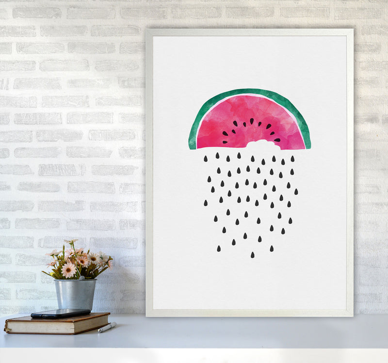 Watermelon Rain Print By Orara Studio, Framed Kitchen Wall Art A1 Oak Frame