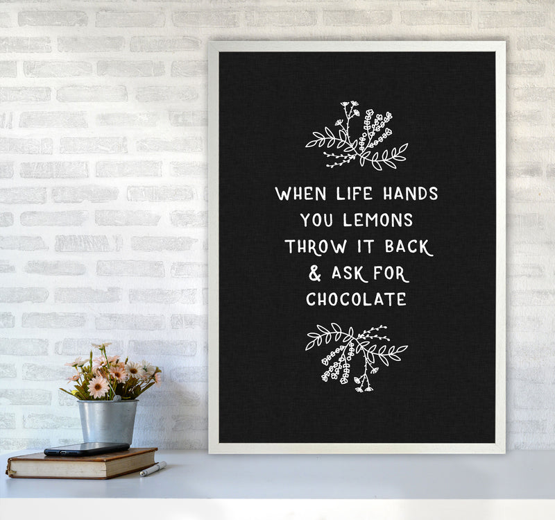 When Life Hands You Lemons Funny Quote Print By Orara Studio, Kitchen Wall Art A1 Oak Frame