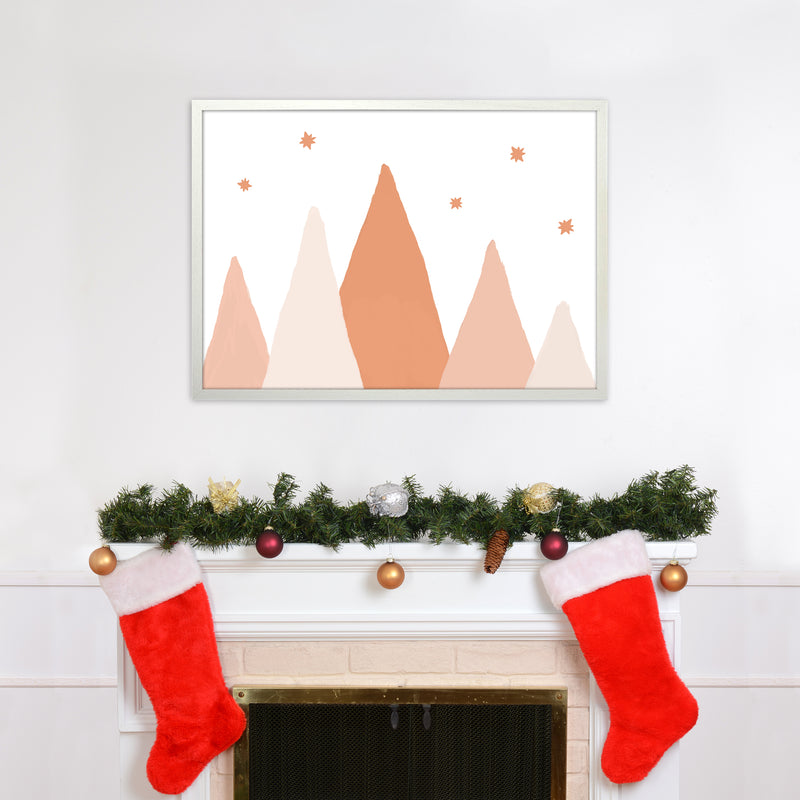Blush Mountains Christmas Art Print by Orara Studio A1 Oak Frame