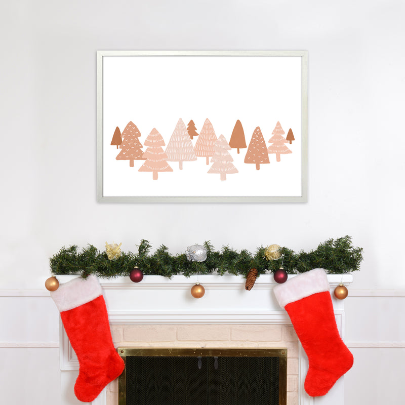 Blush Winter Trees Christmas Art Print by Orara Studio A1 Oak Frame