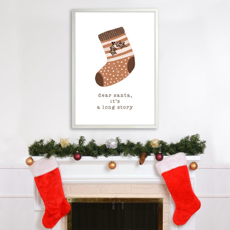 Dear Santa It's A Long Story Christmas Art Print by Orara Studio A1 Oak Frame
