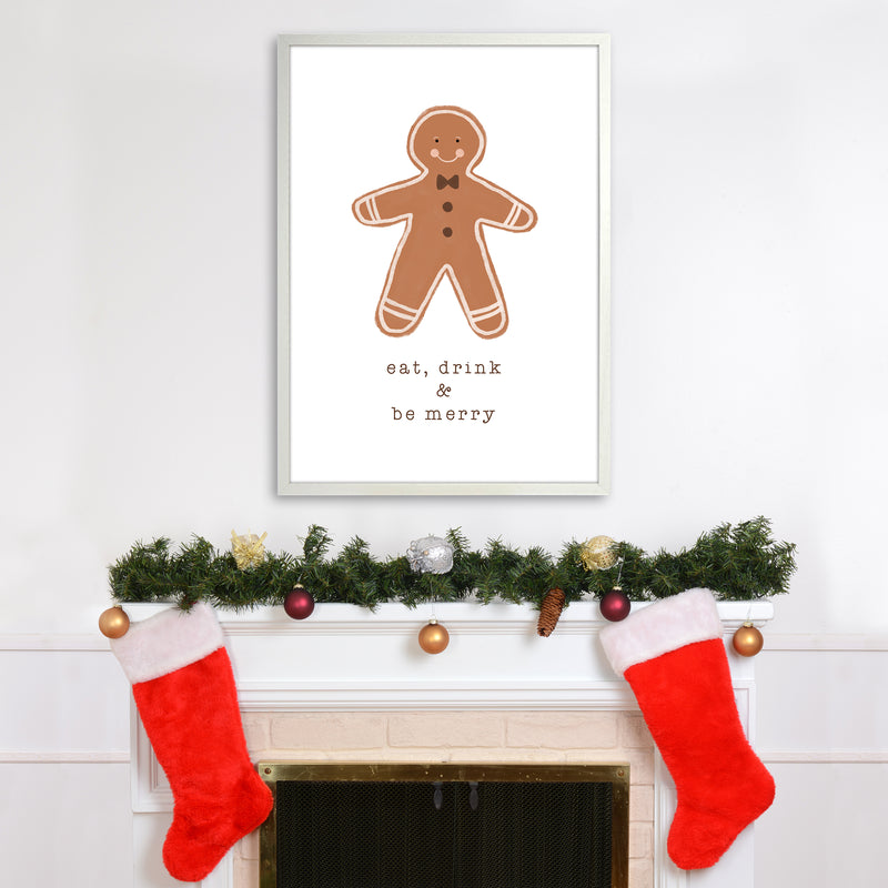 Eat Drink & Be Merry Christmas Art Print by Orara Studio A1 Oak Frame