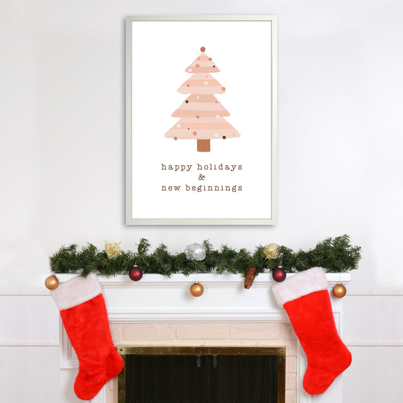 Happy Holidays & New Beginnings Christmas Art Print by Orara Studio A1 Oak Frame