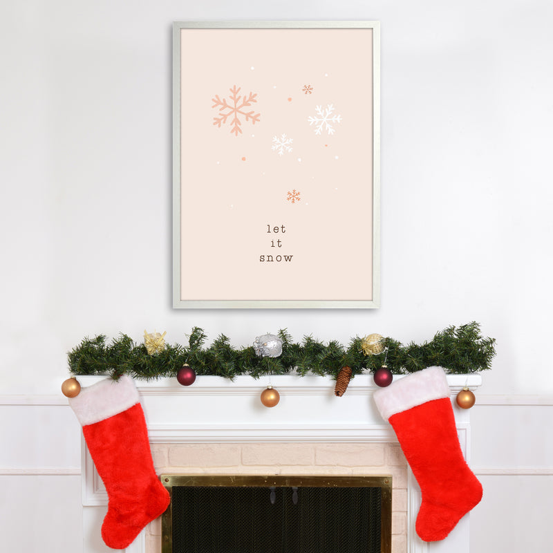 Let It Snow Christmas Art Print by Orara Studio A1 Oak Frame