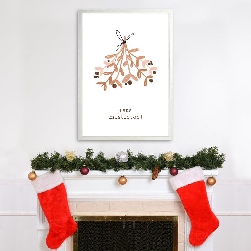 Lets Mistletoe Christmas Art Print by Orara Studio A1 Oak Frame