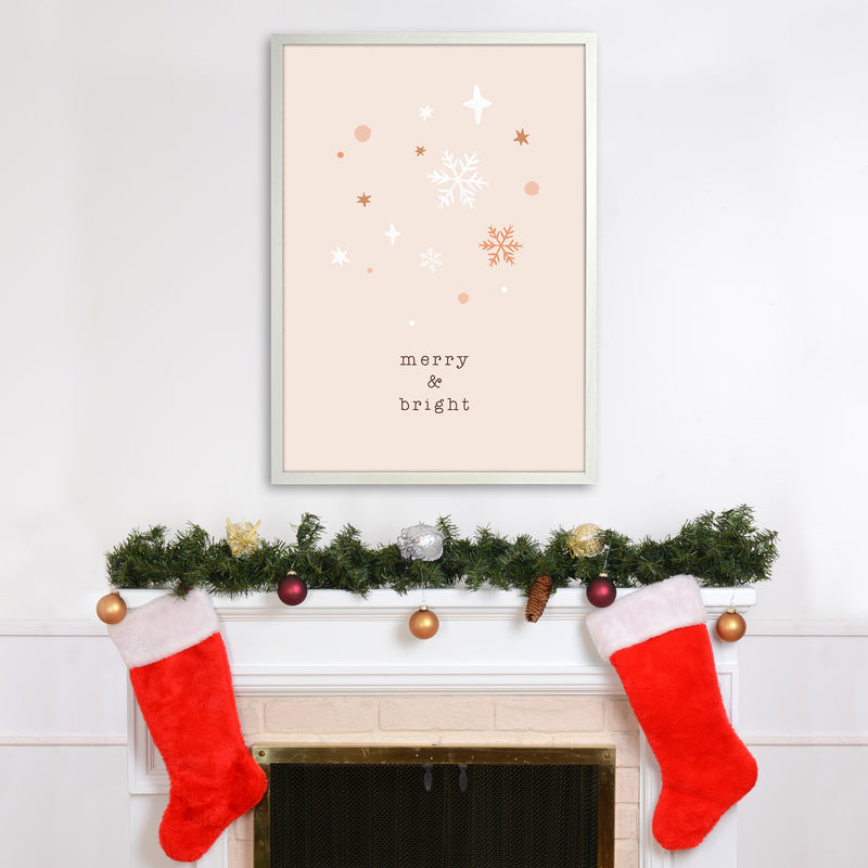 Merry & Bright Christmas Art Print by Orara Studio A1 Oak Frame