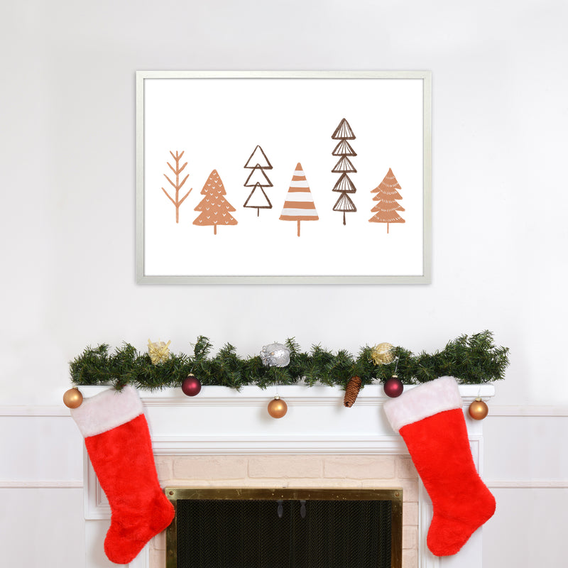 Winter Trees Illustration Christmas Art Print by Orara Studio A1 Oak Frame