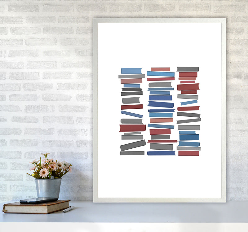 Books Colourful Abstract Art Print by Orara Studio A1 Oak Frame