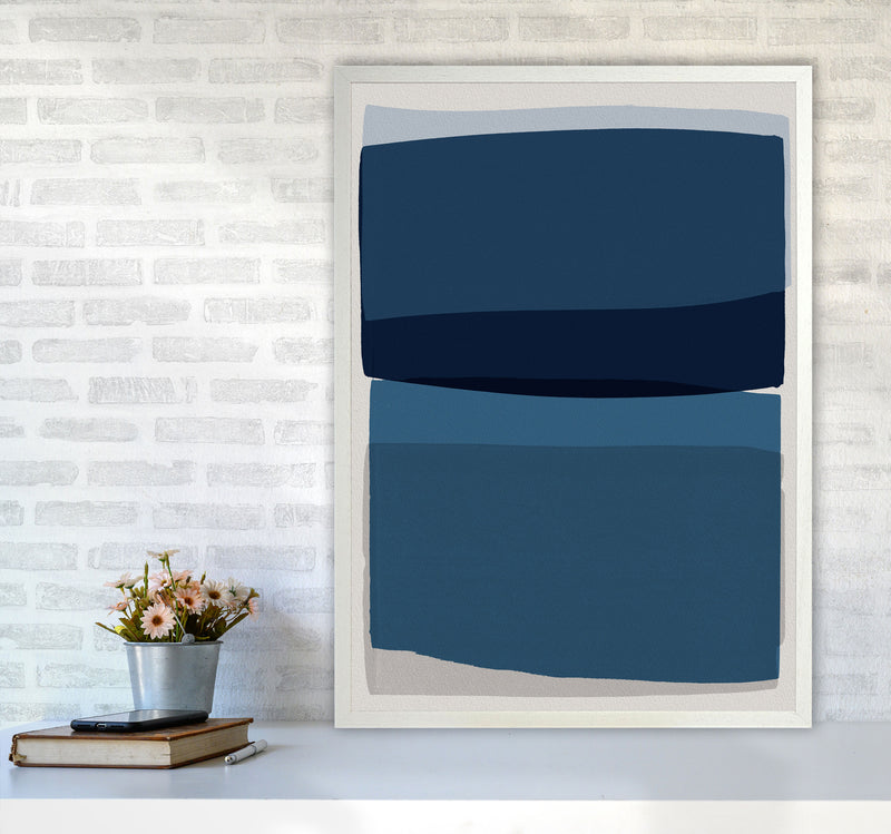 Modern Blue Abstract Art Print by Orara Studio A1 Oak Frame