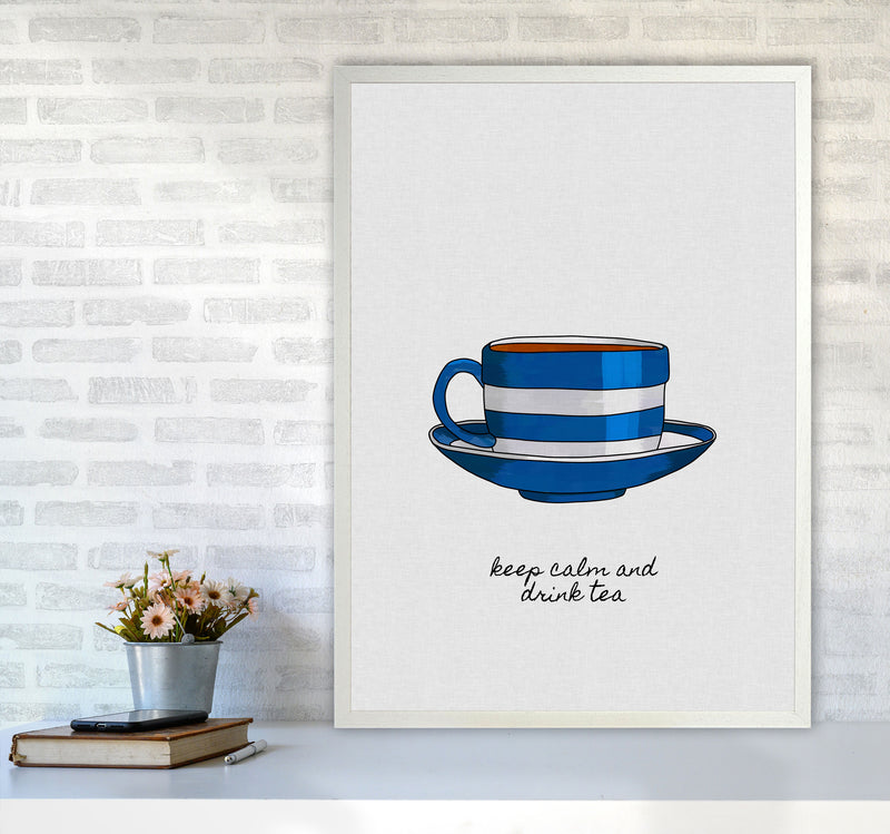 Keep Calm & Drink Tea Quote Art Print by Orara Studio A1 Oak Frame