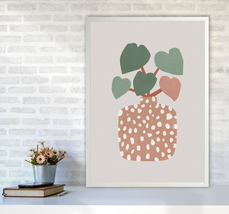 Terrazzo & Heart Plant Art Print by Orara Studios A1 Oak Frame