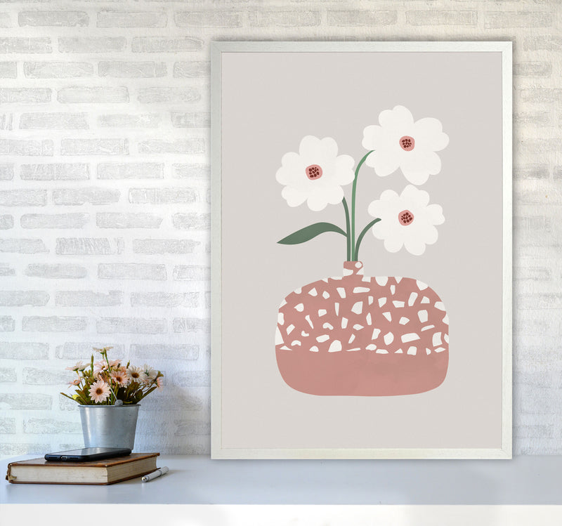 Terrazzo & Flowers Art Print by Orara Studios A1 Oak Frame