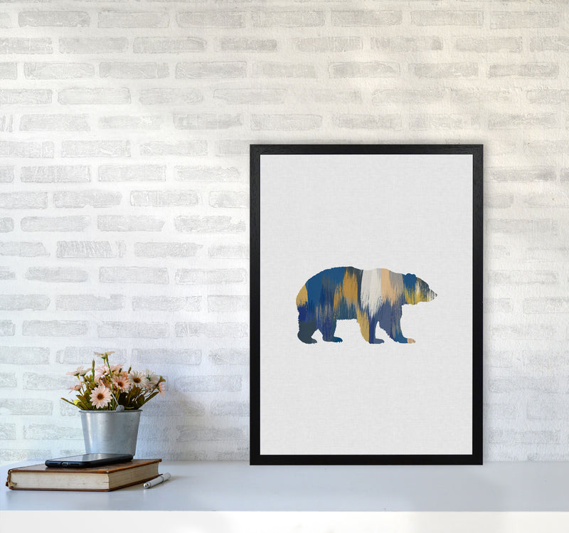Bear Blue & Yellow Animal Art Print By Orara Studio Animal Art Print A2 White Frame