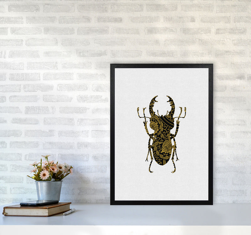 Black And Gold Beetle II Print By Orara Studio Animal Art Print A2 White Frame