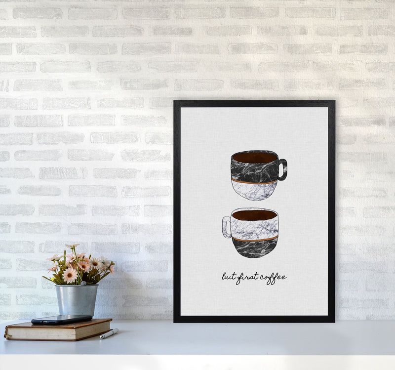 But First Coffee II Print By Orara Studio, Framed Kitchen Wall Art A2 White Frame