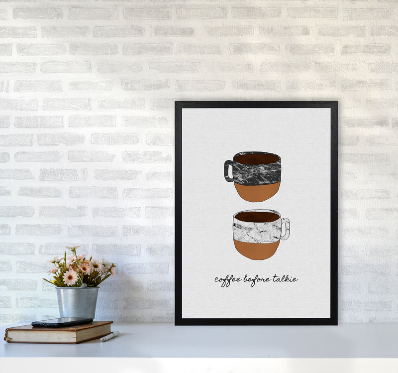Coffee Before Talkie Print By Orara Studio, Framed Kitchen Wall Art A2 White Frame