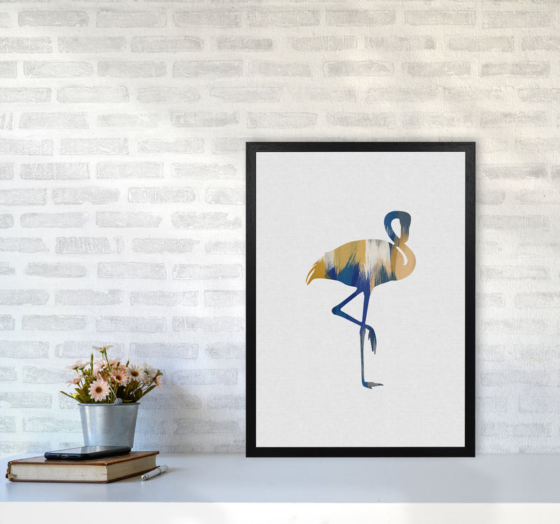 Flamingo Blue & Yellow Print By Orara Studio Animal Art Print A2 White Frame