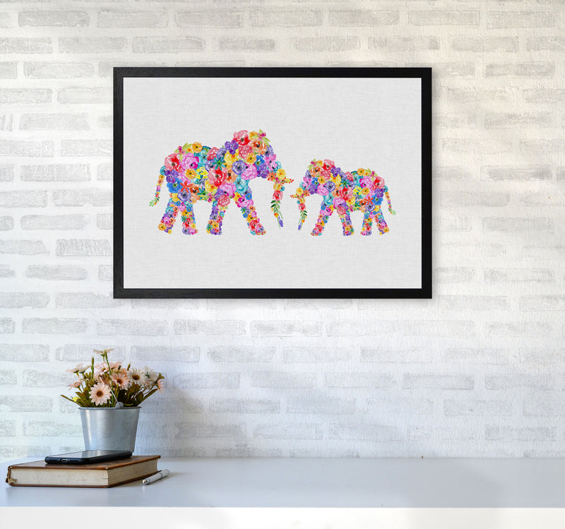 Floral Elephants Print By Orara Studio Animal Art Print A2 White Frame