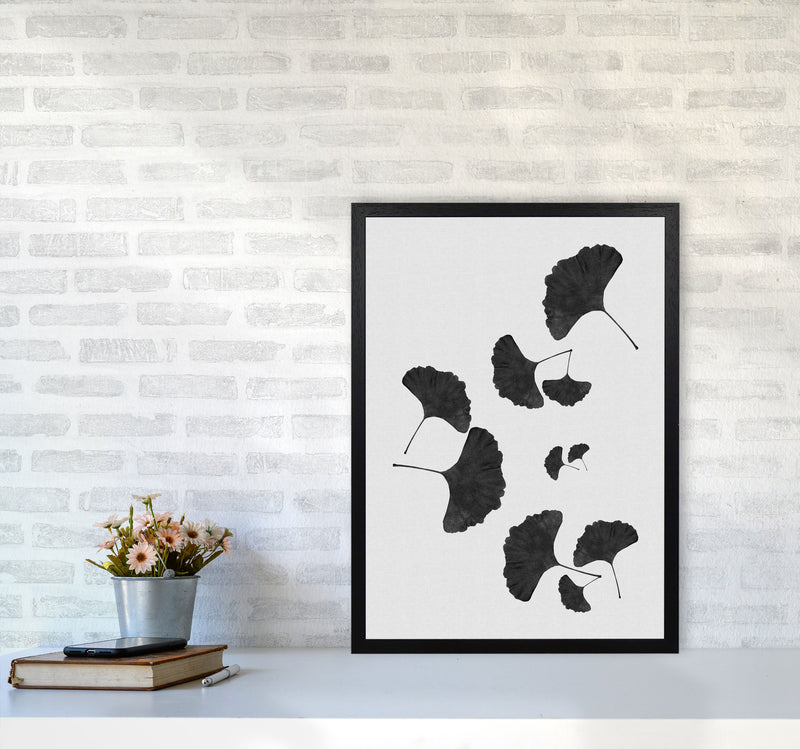 Ginkgo Leaf Black & White I Print By Orara Studio A2 White Frame