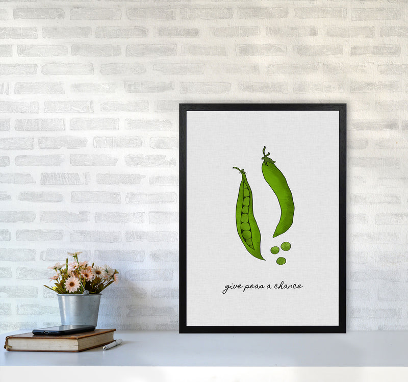 Give Peas A Chance Print By Orara Studio, Framed Kitchen Wall Art A2 White Frame