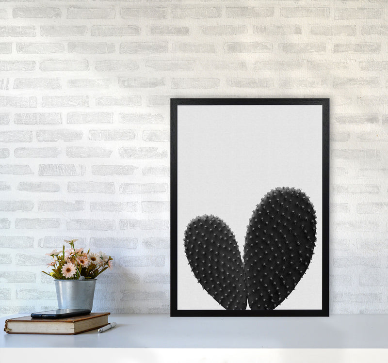 Heart Cactus Black & White Print By Orara Studio A2 White Frame
