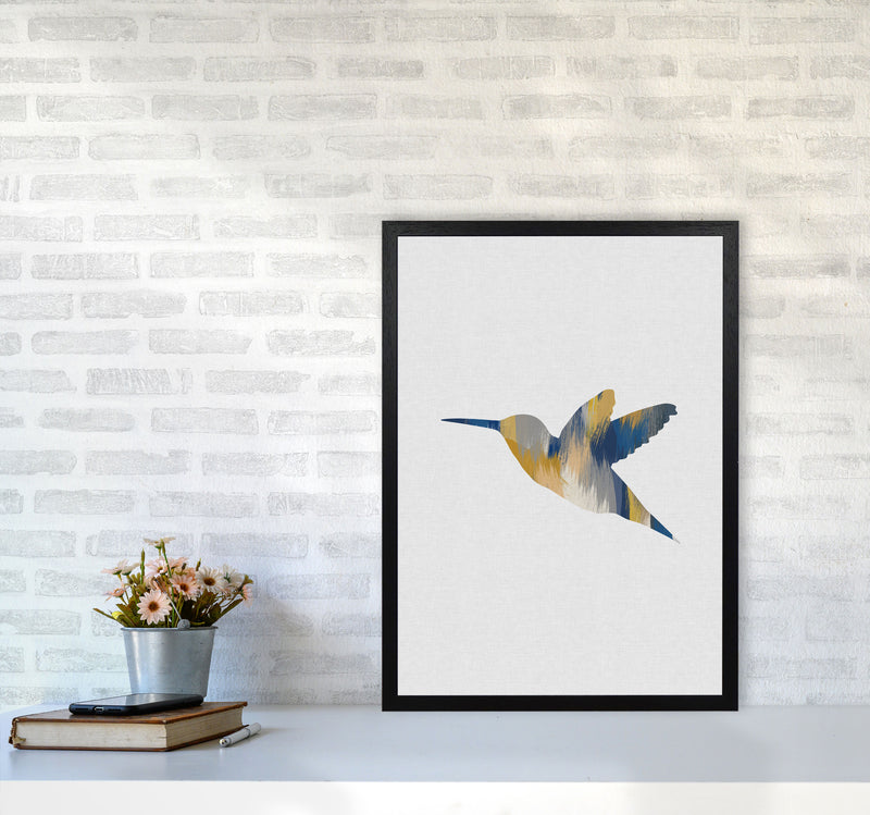Hummingbird Blue & Yellow I Print By Orara Studio Animal Art Print A2 White Frame