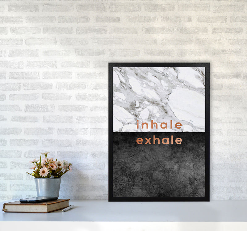 Inhale Exhale Copper Quote Print By Orara Studio A2 White Frame