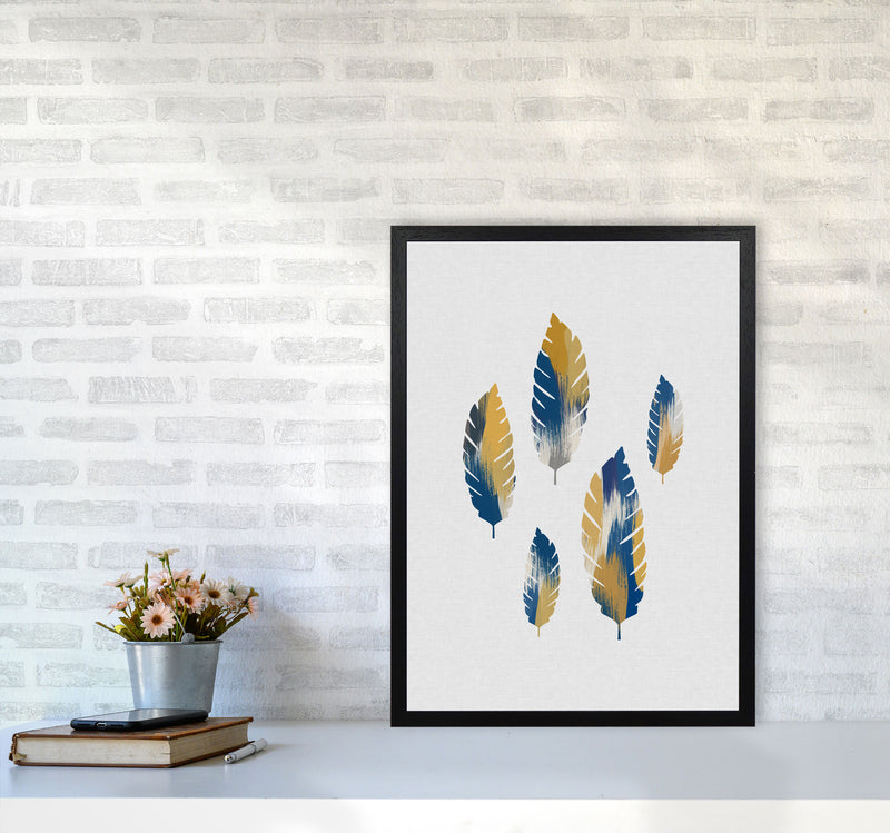 Leaves Blue & Yellow Print By Orara Studio A2 White Frame