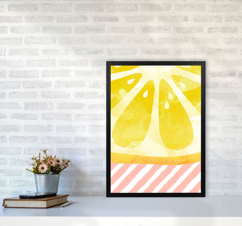 Lemon Abstract Print By Orara Studio, Framed Kitchen Wall Art A2 White Frame