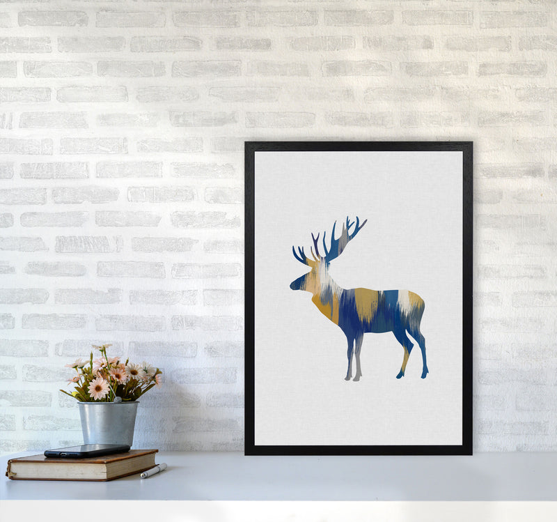 Moose Blue & Yellow Print By Orara Studio Animal Art Print A2 White Frame