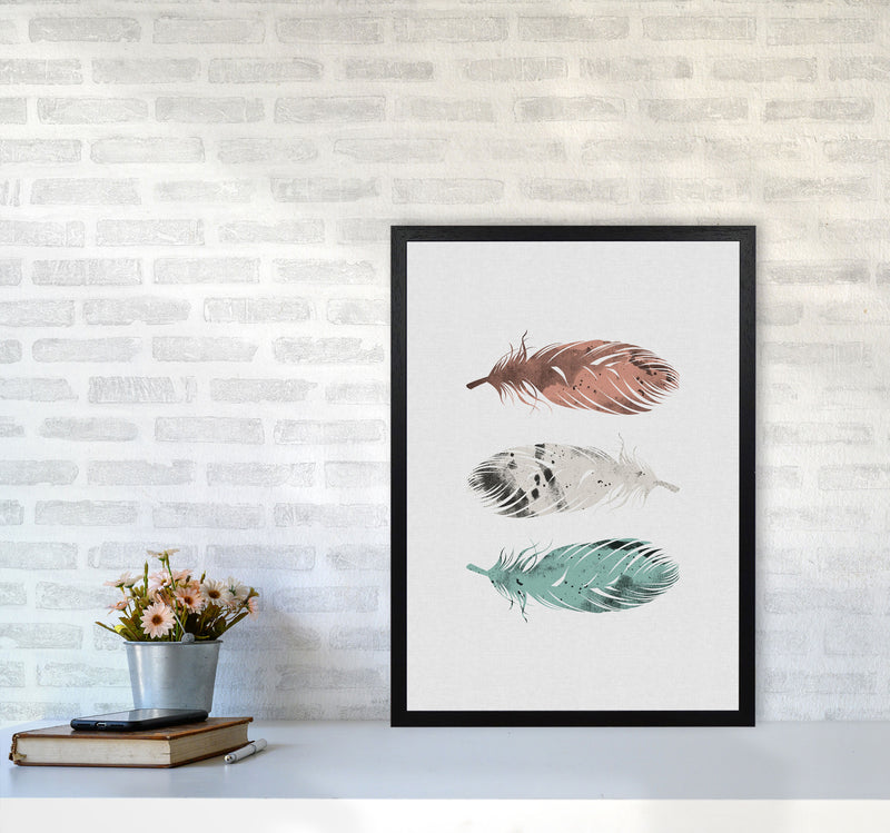 Pastel Feathers Print By Orara Studio, Framed Botanical & Nature Art Print A2 White Frame