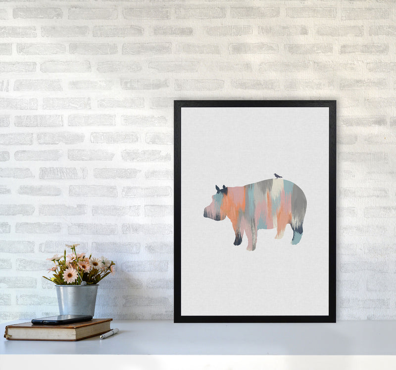 Pastel Hippo Print By Orara Studio Animal Art Print A2 White Frame