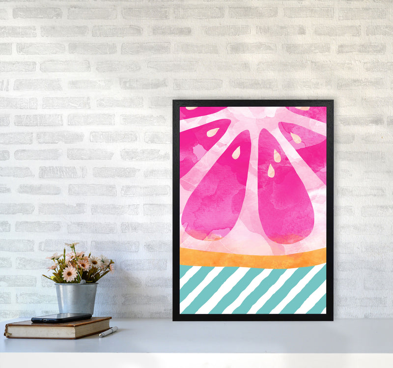 Pink Grapefruit Abstract Print By Orara Studio, Framed Kitchen Wall Art A2 White Frame