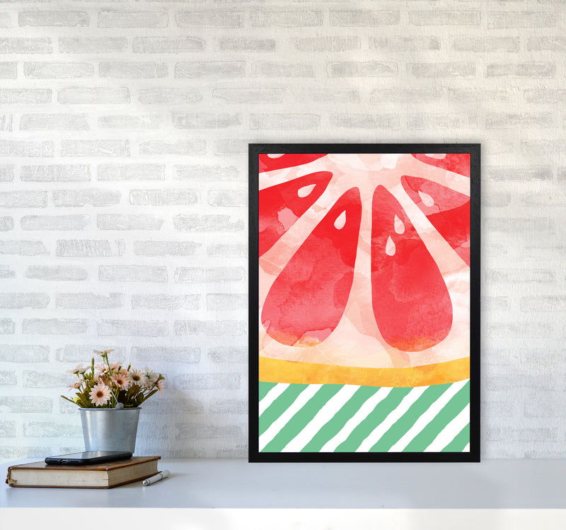 Red Grapefruit Abstract Print By Orara Studio, Framed Kitchen Wall Art A2 White Frame