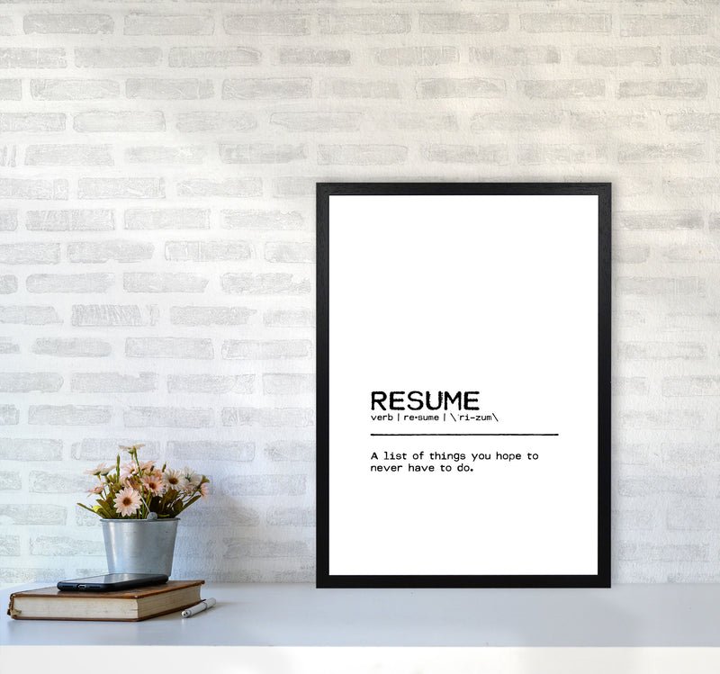 Resume List Definition Quote Print By Orara Studio A2 White Frame
